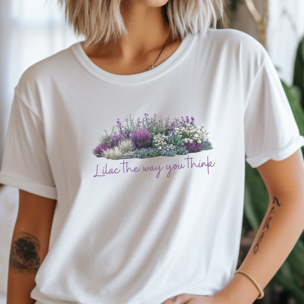 Floral Lilac Garden Tee, Cute Gardening Shirt with Funny Pun, Unisex Short Sleeve T-Shirt, Plant Lover Gift, Gardener Top