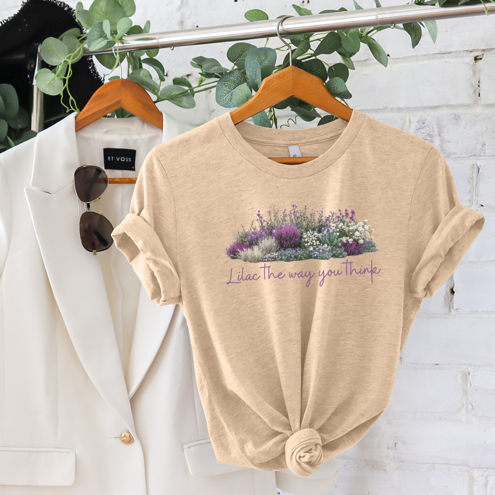 Floral Lilac Garden Tee, Cute Gardening Shirt with Funny Pun, Unisex Short Sleeve T-Shirt, Plant Lover Gift, Gardener Top