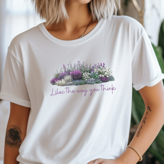 Floral Lilac Garden Tee, Cute Gardening Shirt with Funny Pun, Unisex Short Sleeve T-Shirt, Plant Lover Gift, Gardener Top