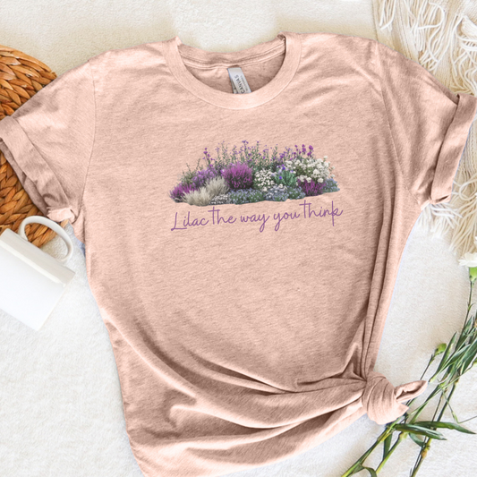 Floral Lilac Garden Tee, Cute Gardening Shirt with Funny Pun, Unisex Short Sleeve T-Shirt, Plant Lover Gift, Gardener Top